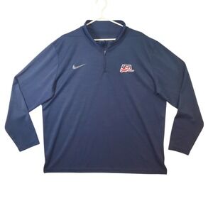 Nike Dri-Fit Team USA Hockey Mens Size XXL Intensity 1/4 Zip Pullover Navy Blue